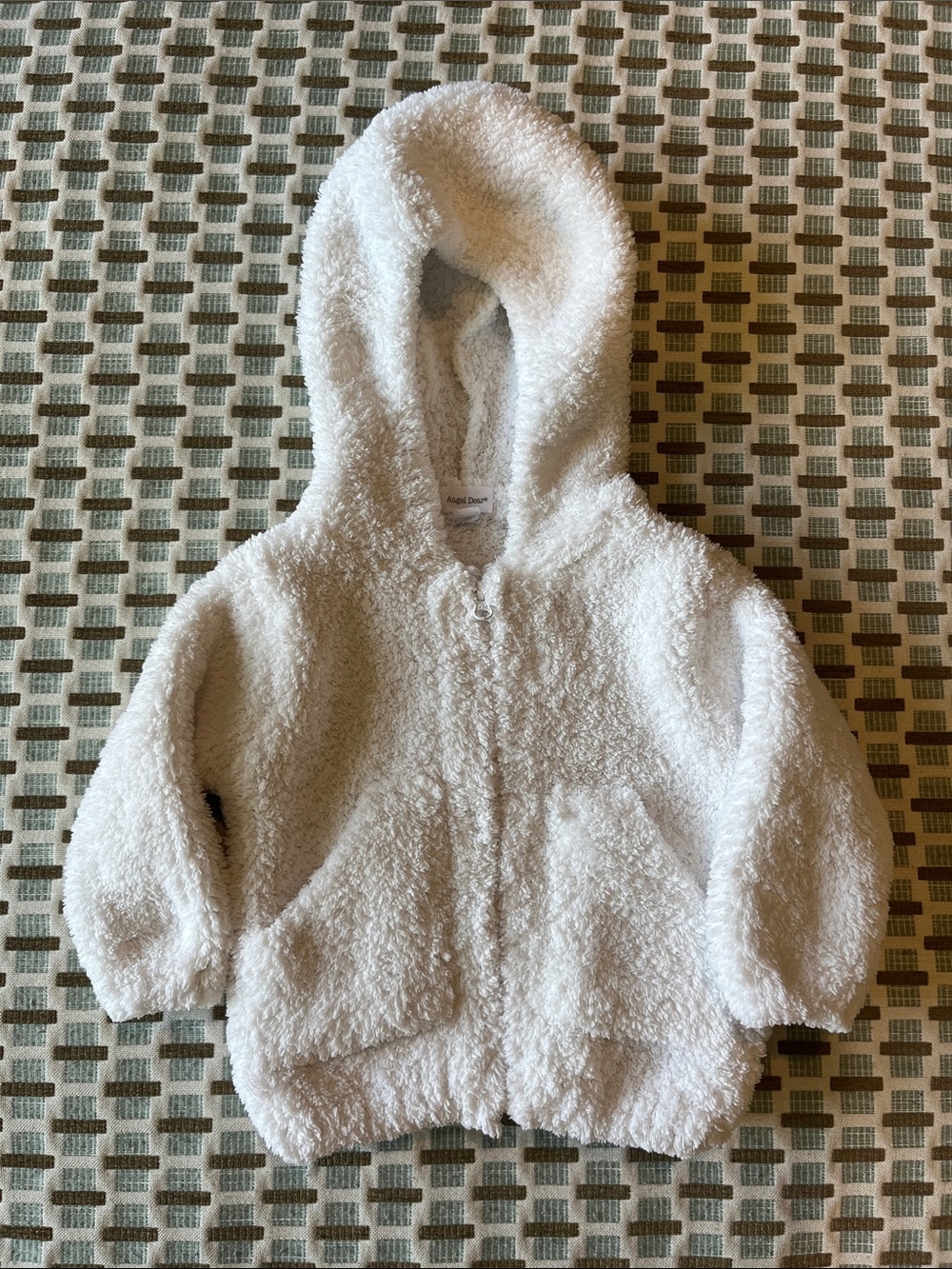 Angel Dear Chenille White Hooded Jacket - size 0-6 mos